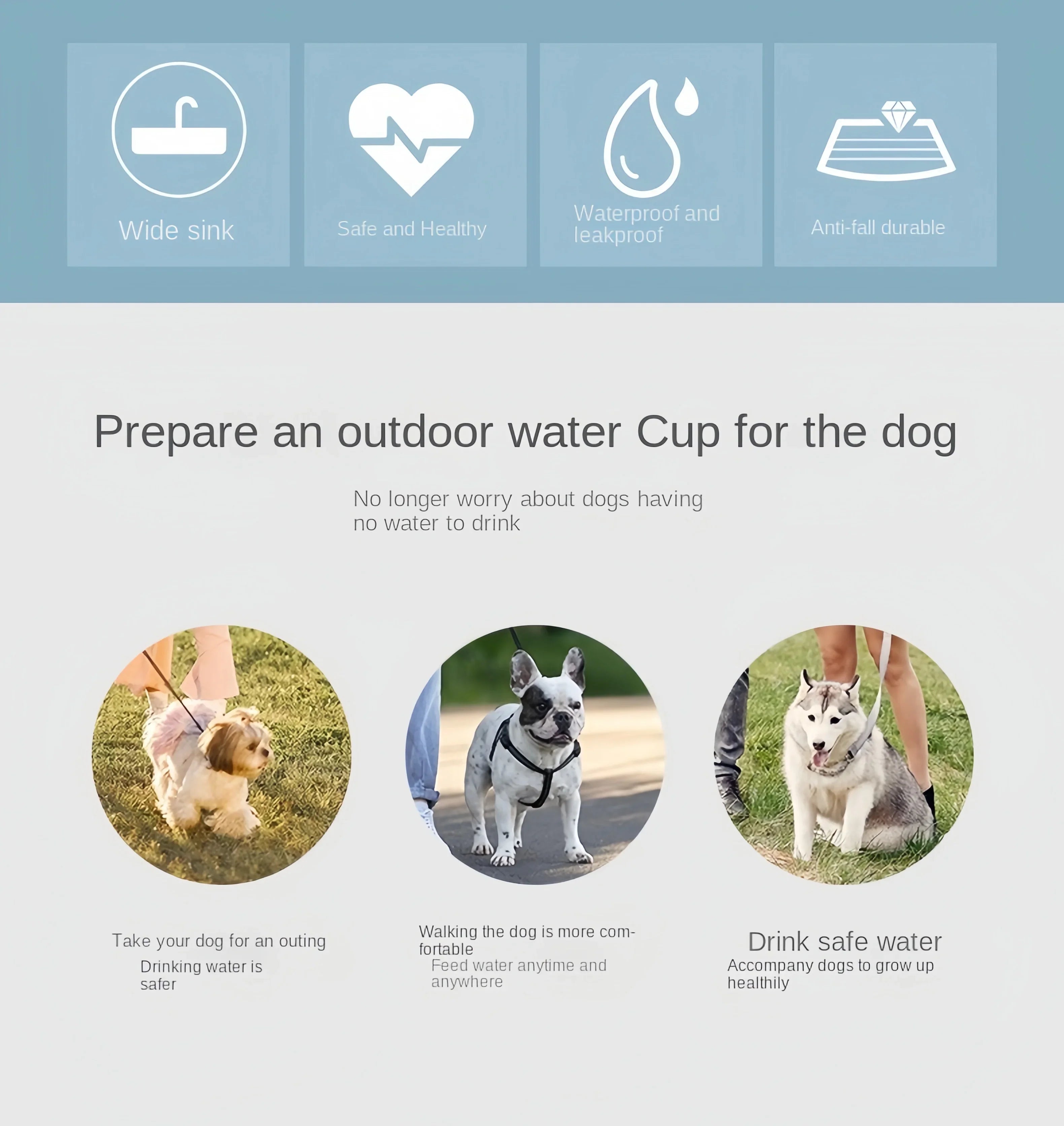 Portable Dog & Cat Water Bottle with Food Container – Travel Feeder Bowl for Pets | Easy Outdoor Hydration