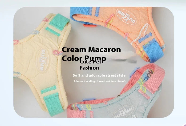 Cute Korean-Style Dog Harness & Leash – No-Pull Adjustable Vest for Small Pets, Ideal for Walks