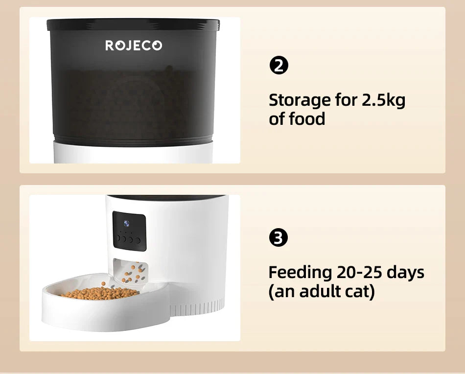 ROJECO Automatic Cat Feeder With Camera Video