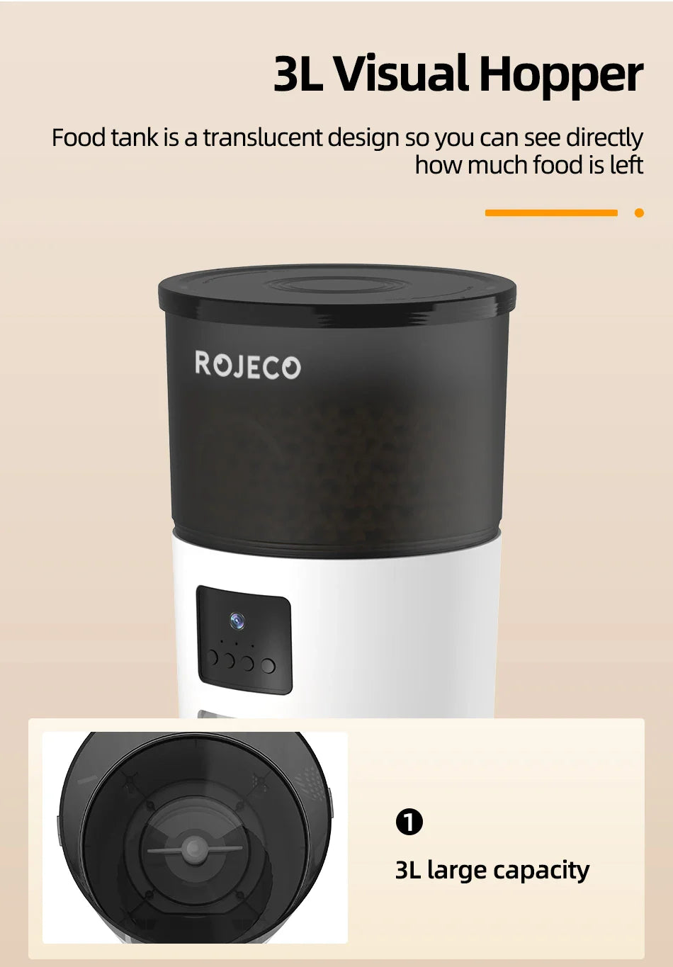ROJECO Automatic Cat Feeder With Camera Video