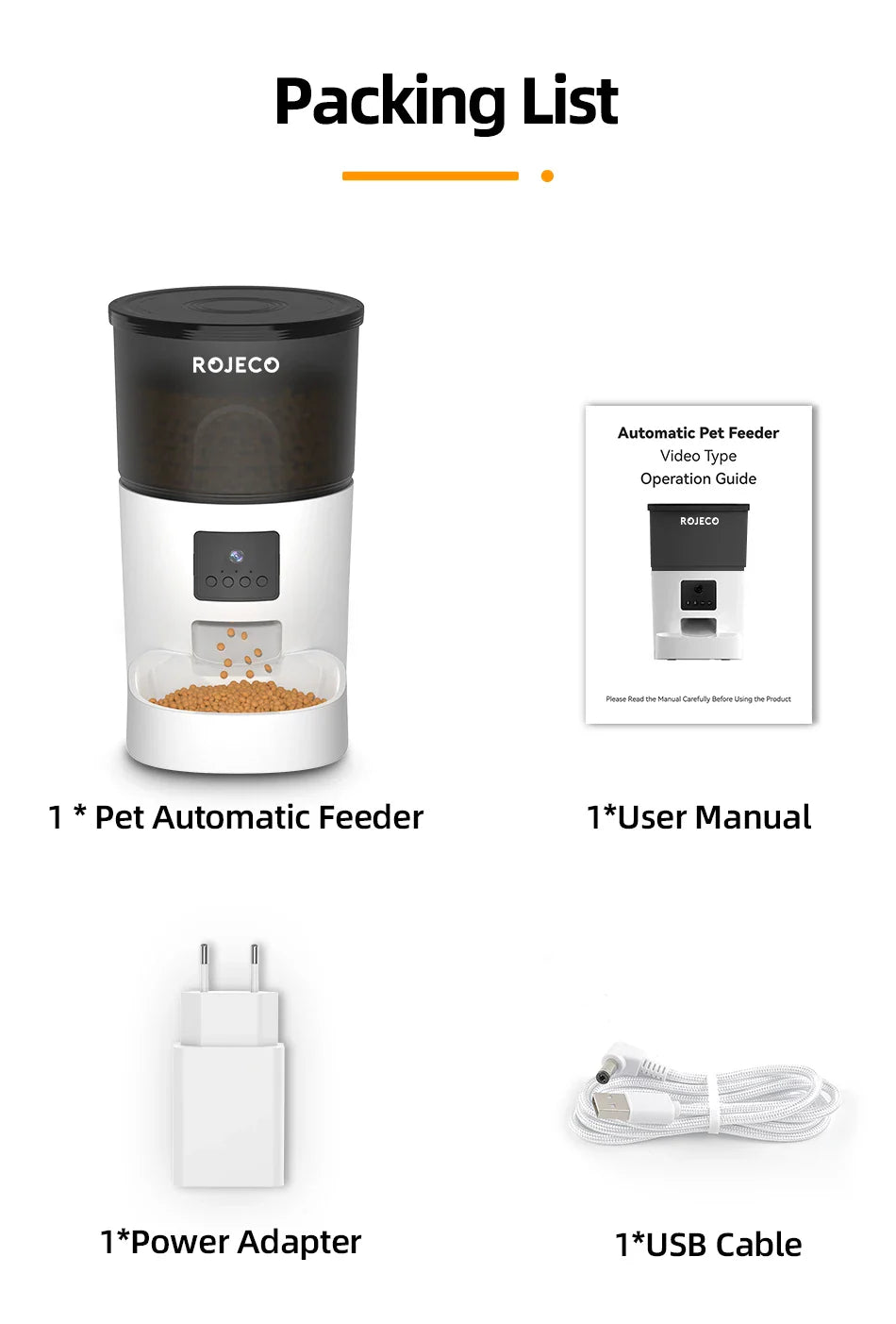 ROJECO Automatic Cat Feeder With Camera Video