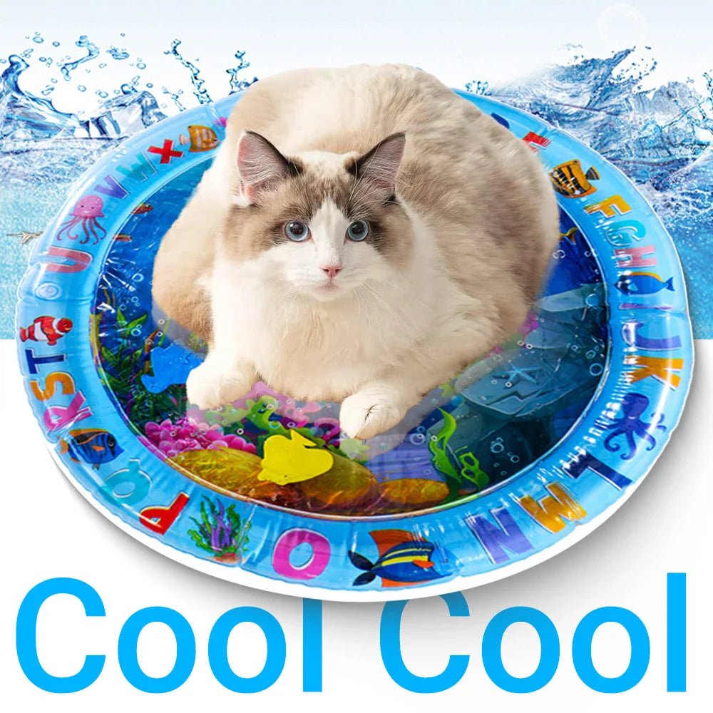 Interactive Cat Water Play Mat – Sensory PVC Ocean Fish Crawling Induction Toy for Cats