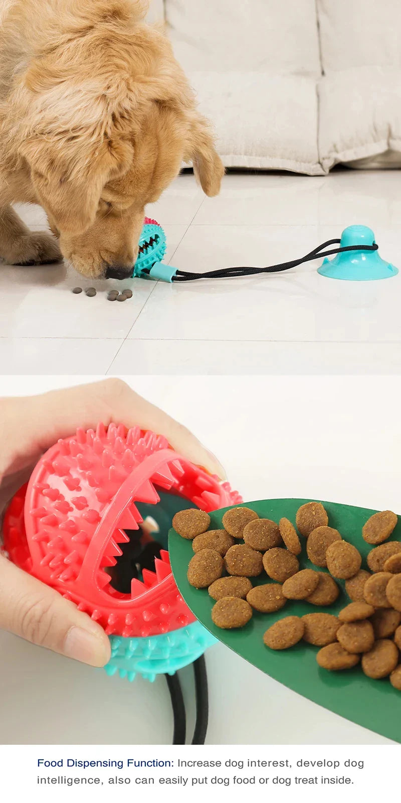 Interactive Chew Ball Toy with Suction Cup – Treat Feeder for Large Dogs & Huskies
