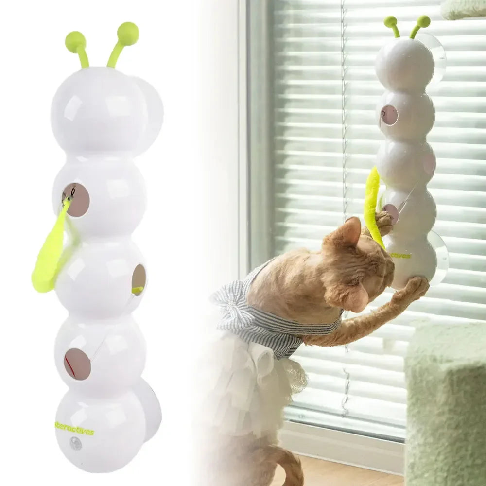 Interactive Cat Toy – Motion Activated Wack-A-Worm Post with Tail, Automatic Emerging Teaser for Cats