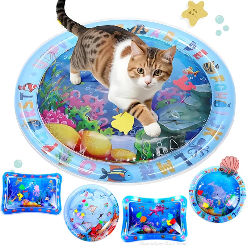 Interactive Cat Water Play Mat – Sensory PVC Ocean Fish Crawling Induction Toy for Cats