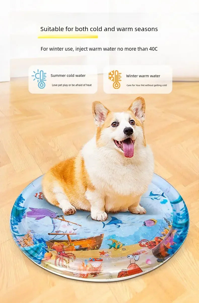 Interactive Cat Water Play Mat – Sensory PVC Ocean Fish Crawling Induction Toy for Cats