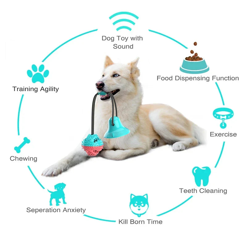 Interactive Chew Ball Toy with Suction Cup – Treat Feeder for Large Dogs & Huskies