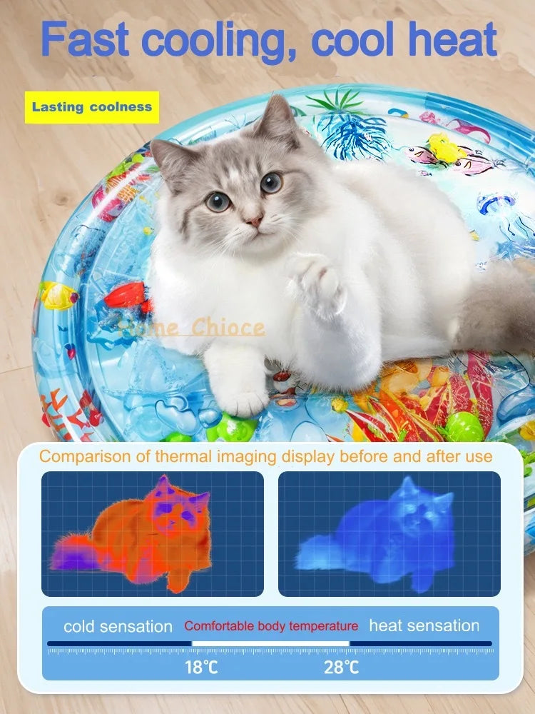 Interactive Cat Water Play Mat – Sensory PVC Ocean Fish Crawling Induction Toy for Cats