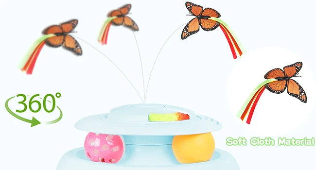 4-in-1 Interactive Cat Toy – USB Rechargeable Whack-a-Mole, Fluttering Butterfly, Track Balls & 6-Hole Mouse Game for Indoor Fun